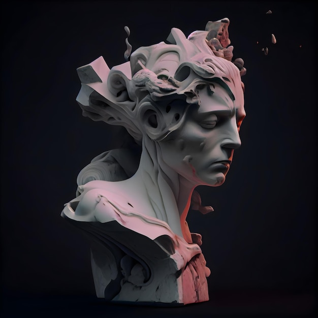 Sculpture of the head of a woman 3D rendering