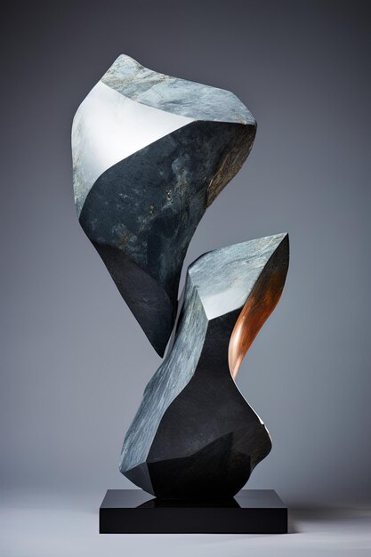 Photo a sculpture of a light and dark gray stone