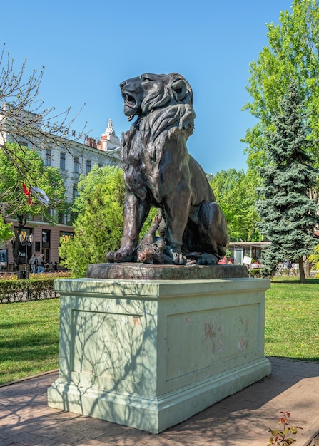 Sculpture Lion in the City garden of Odessa Ukraine