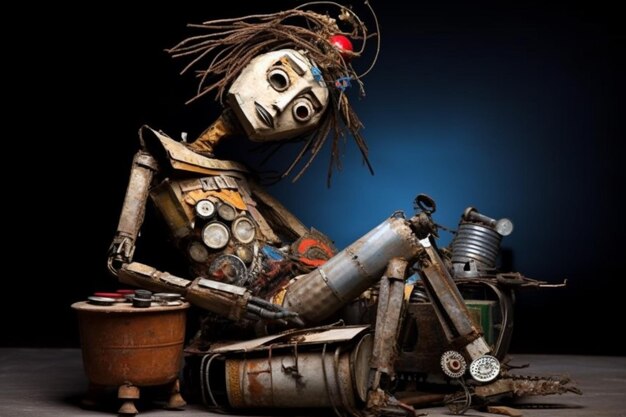 A sculpture made from found objects
