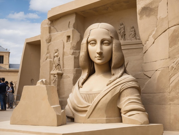 The Sculpture of Mona Lisa in Sandstone