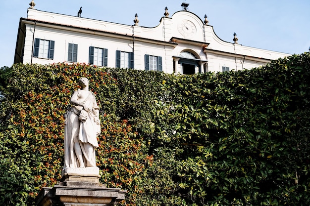 Sculpture near the hedge at villa carlotta lake como italy