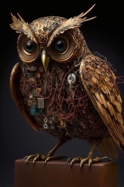 Sculpture of an owl sitting on top of a table