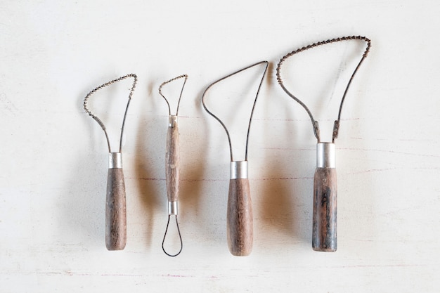 Sculpture tools. Art and craft tools on a white background.