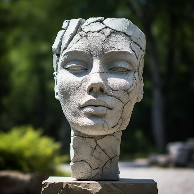 Photo a sculpture of a woman with a face that says'nourish'on it