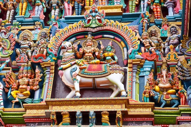 Sculptures on Hindu temple tower