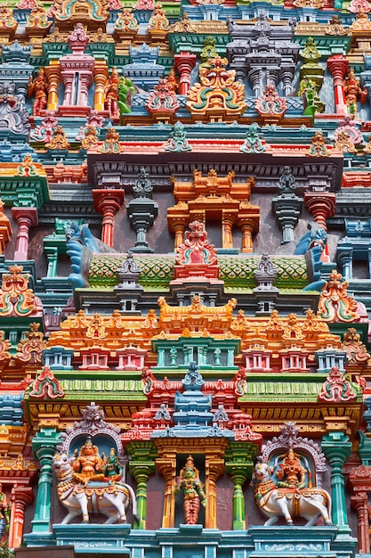 Sculptures on Hindu temple tower