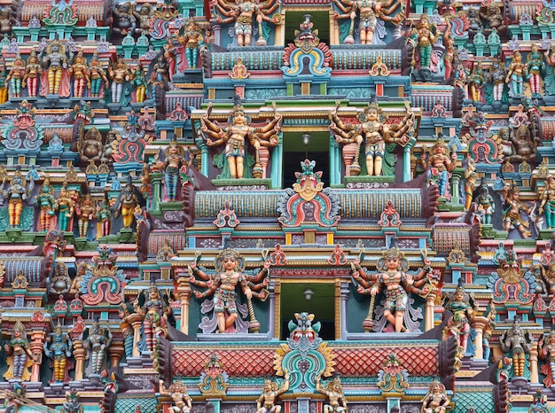 Sculptures on Hindu temple tower