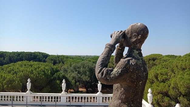 Sculptures at the Palacio del Acebron Visitor center in the Donana natural park at sunset Huelva