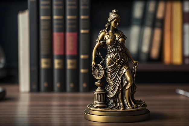 Foto sculture di themis un simbolo di giustizia nell'interno del giudice o dell'avvocato la rete neurale ha generato l'arte