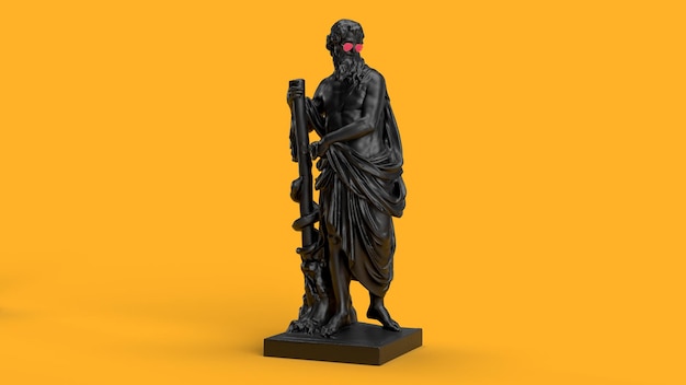 sculptuur van een man met een stok en een baardslang kruipend op een stok kunst achtergrond geneeskunde