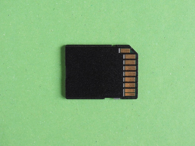 SD flash card over green