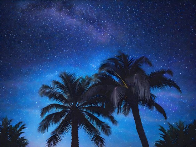 SDXL звездное небо с пальмой ai сгенерировано