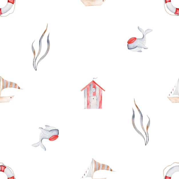 Sea adventure seamless pattern cute pattern in nautical style for children's textiles