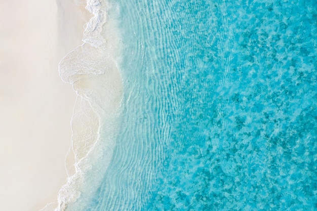 Sea aerial view amazing tropical nature background Beautiful bright sea with waves splashing beach