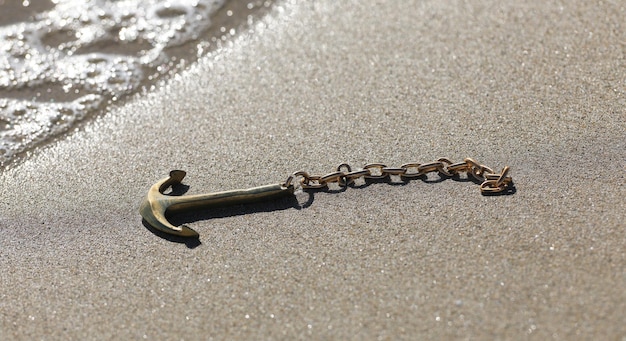 sea anchor on the sea sand