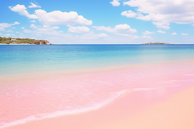 写真 海とピンクの砂浜