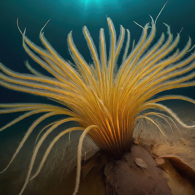 sea anemone on the black background