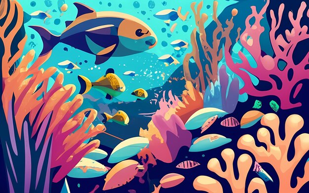 Photo under the sea background illustration