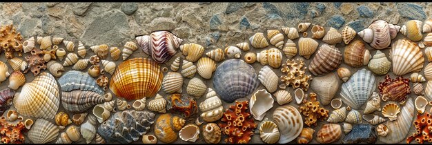 Sea background Secret world beneath the waves iridescent seashells and sands paint a marine mosaic