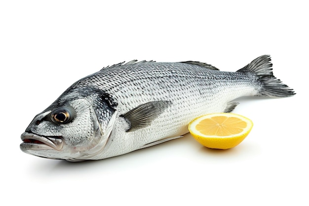 Sea bass fresh seabass fish isolated on white background