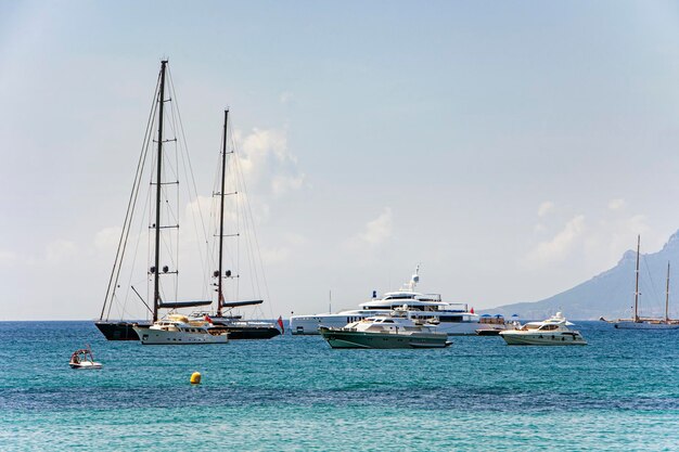 Sea bay marina with yachts and boats in Cannes