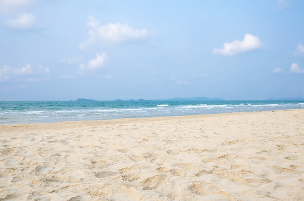 Sea beach and blue sky background