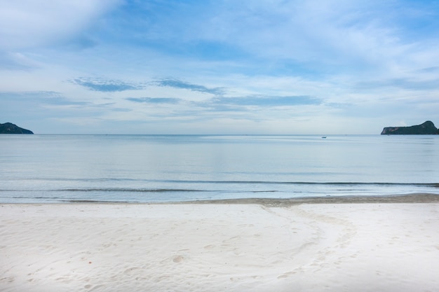 Sea beach and blue sky in bay Thailand.