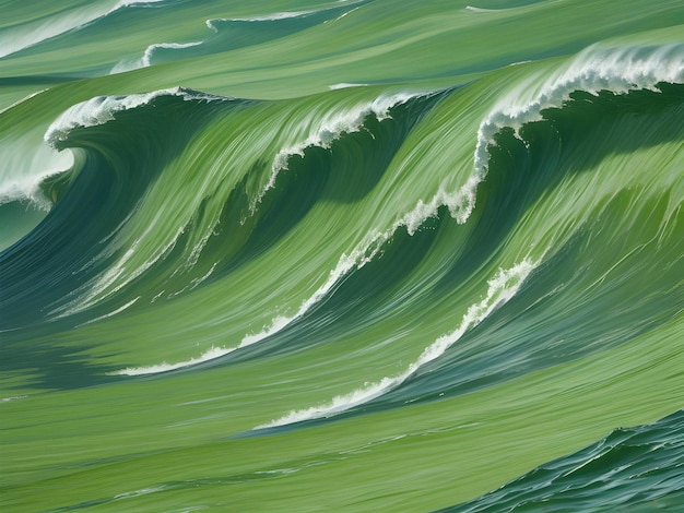 Sea beach green water waves illustration