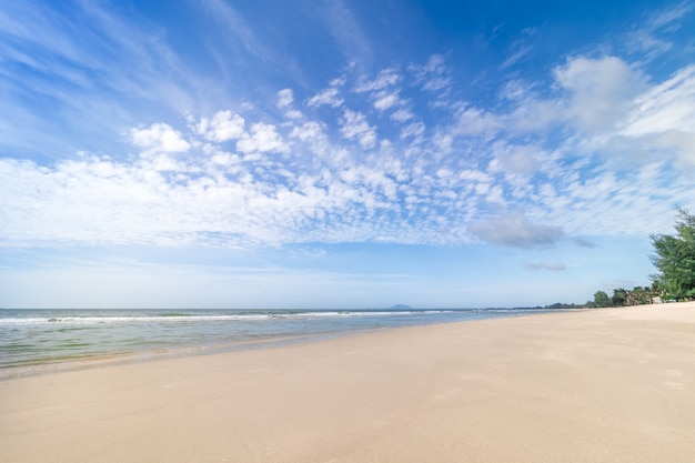 Sea Beach and mountain, Blue sky is Clouds with Sea is clear View beautiful.