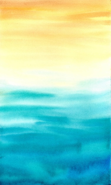 Sea and beach Watercolor background Landscape Sea lagoon The waves Summer trip