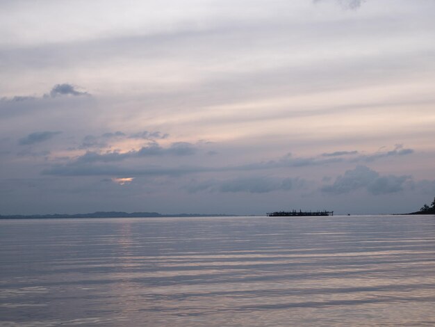 The sea and the blue sky in the sunset