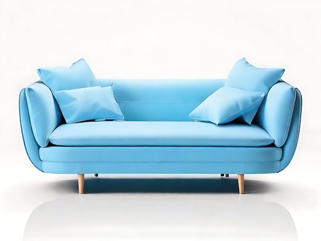 Sea Blue Sofa Design on White Background