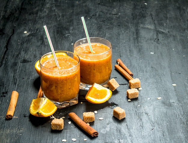 Sea-buckthorn smoothie with lemon and cinnamon.