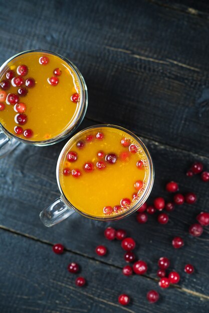 Sea buckthorn tea in cups