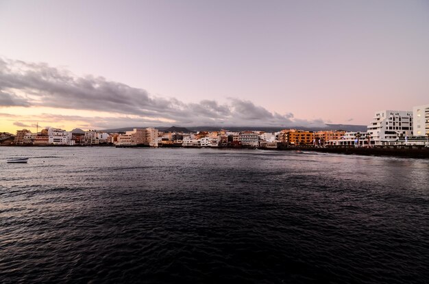 Sea and Building at Sunset