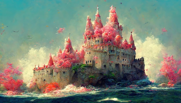 Sea castle concept art illustration