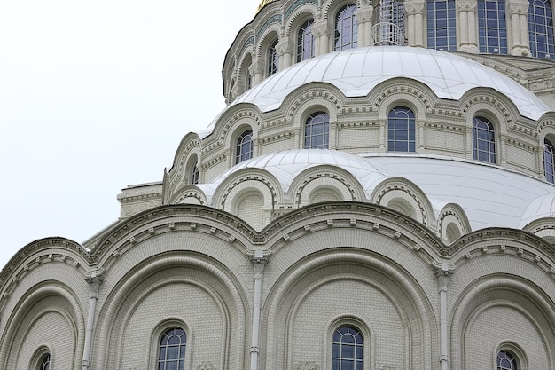 sea cathedral in Kronstadt / landscape overlooking the big cathedral in Petersburg, Kronstadt view