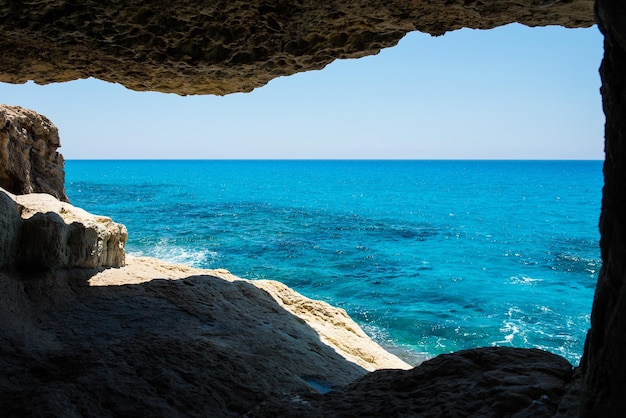 Sea caves near Ayia Napa Mediterranean sea coast Cyprus