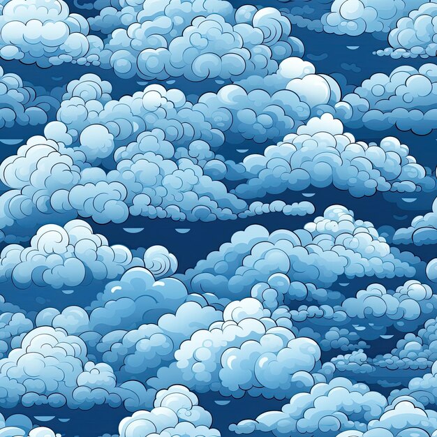 Photo sea of clouds cartoonish cloud illustrationseamless pattern images