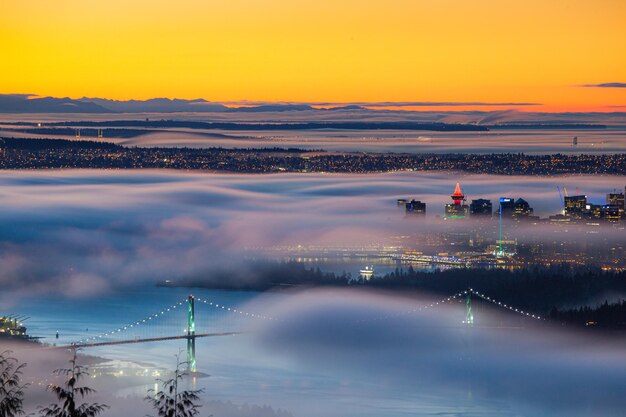 A sea of clouds over vancouver city