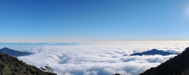 青空を背景に雲海 生成AI