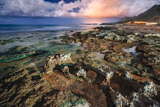 Sea coast at sunset