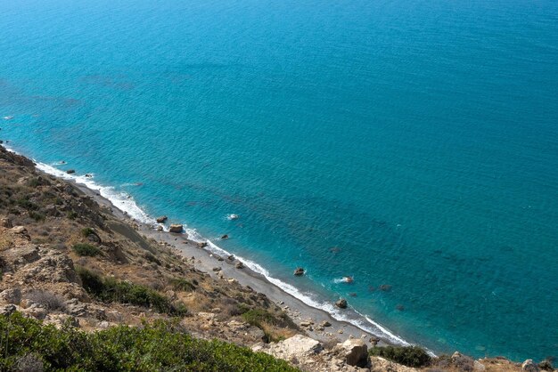 Sea and coastline view from a rocky height