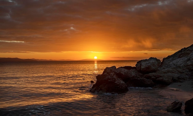 sea dawn sunset beach landscape nature sky