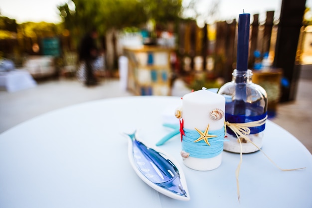 Sea decorations on a table