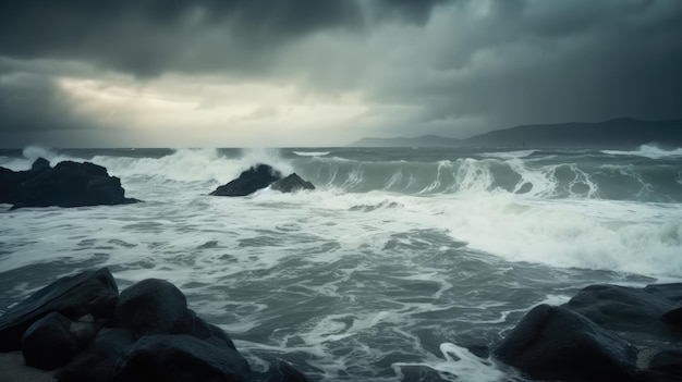 Foto mare durante la tempesta