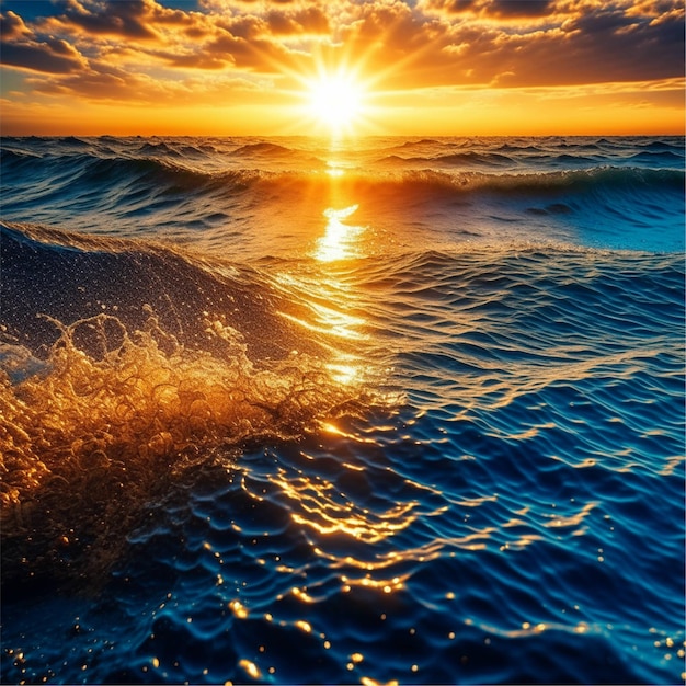 A sea of endless waves with the sparkling reflection of the sunlight