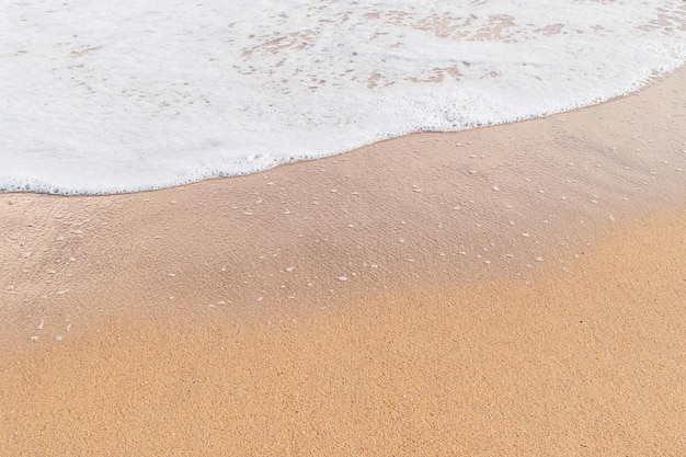 写真 砂浜のコピースペースの海の泡の波