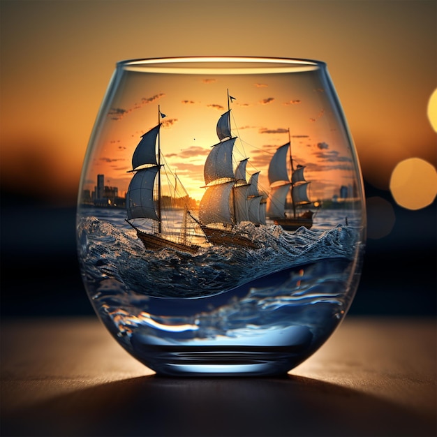 Sea in Glass Photo Manipulation AI Generative